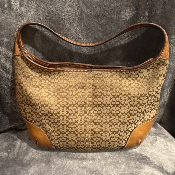 Coach Tan and Brown Patterned Hobo Bag - Picture 1 of 4